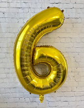 Load image into Gallery viewer, Dinosaur Balloon JUMBO Mylar Foil Balloons and Gold Number Party Set

