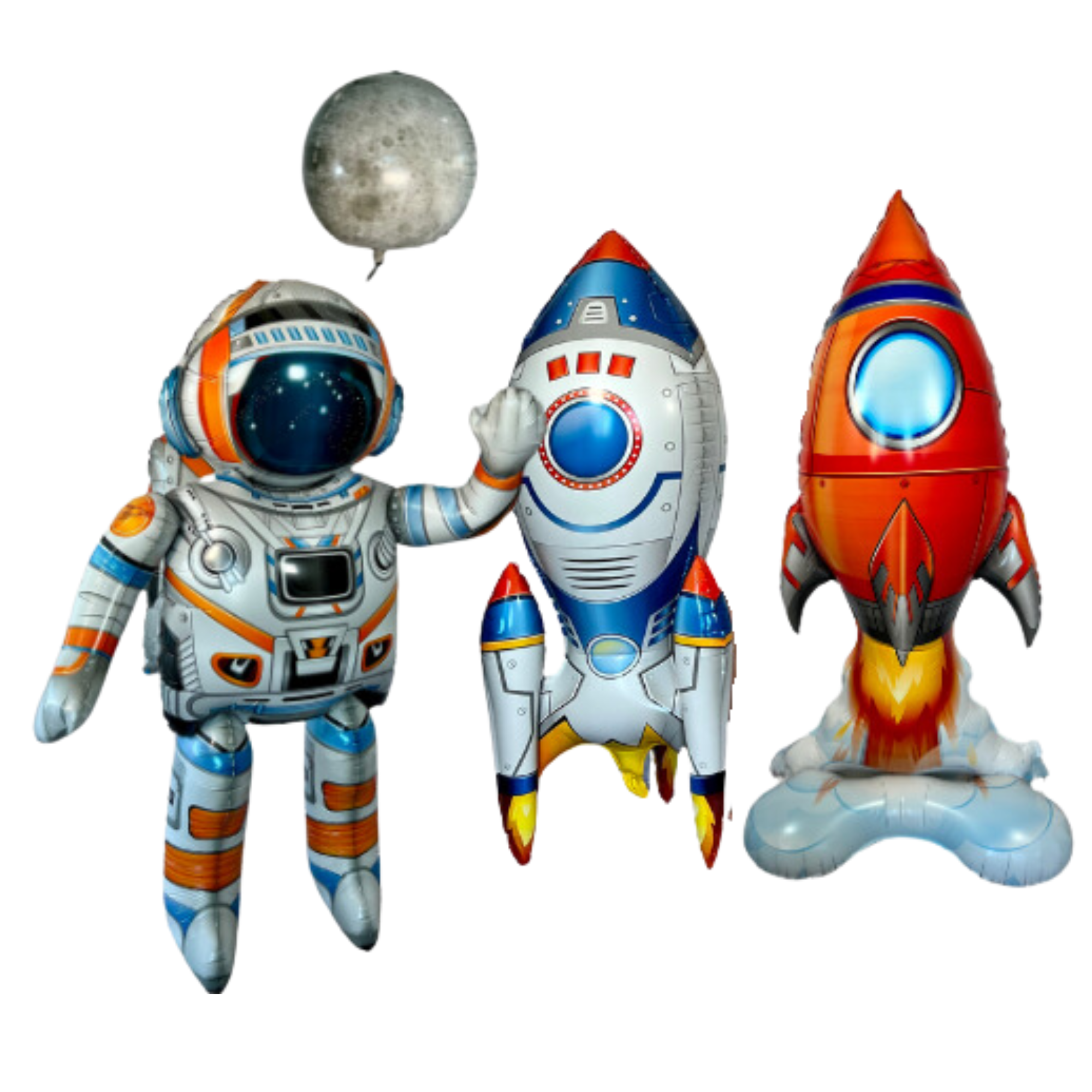 Astronaut & Rocket Ship Balloon Set – Outer Space Party Decor (4-Piece Set)
