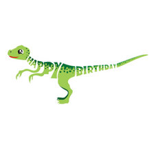 Load image into Gallery viewer, Dinosaur Party Supplies Balloon Set 5 JUMBO Mylar Walking Foil Balloons with Dinosaur Happy Birthday Banner and Decorations | Party Balloons Supplies and Decorations
