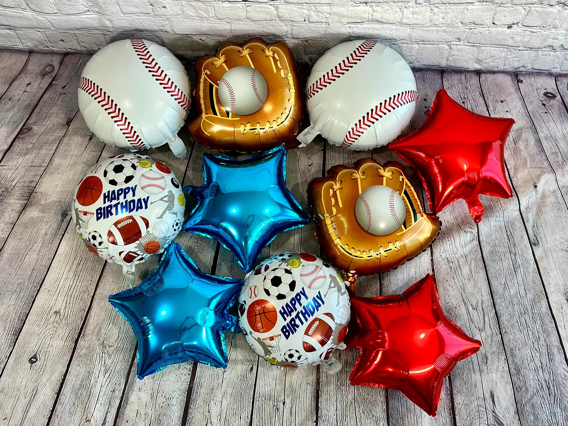 Baseball Glove Balloon Set – Pitcher & Catcher Mitts (10-Piece Set)