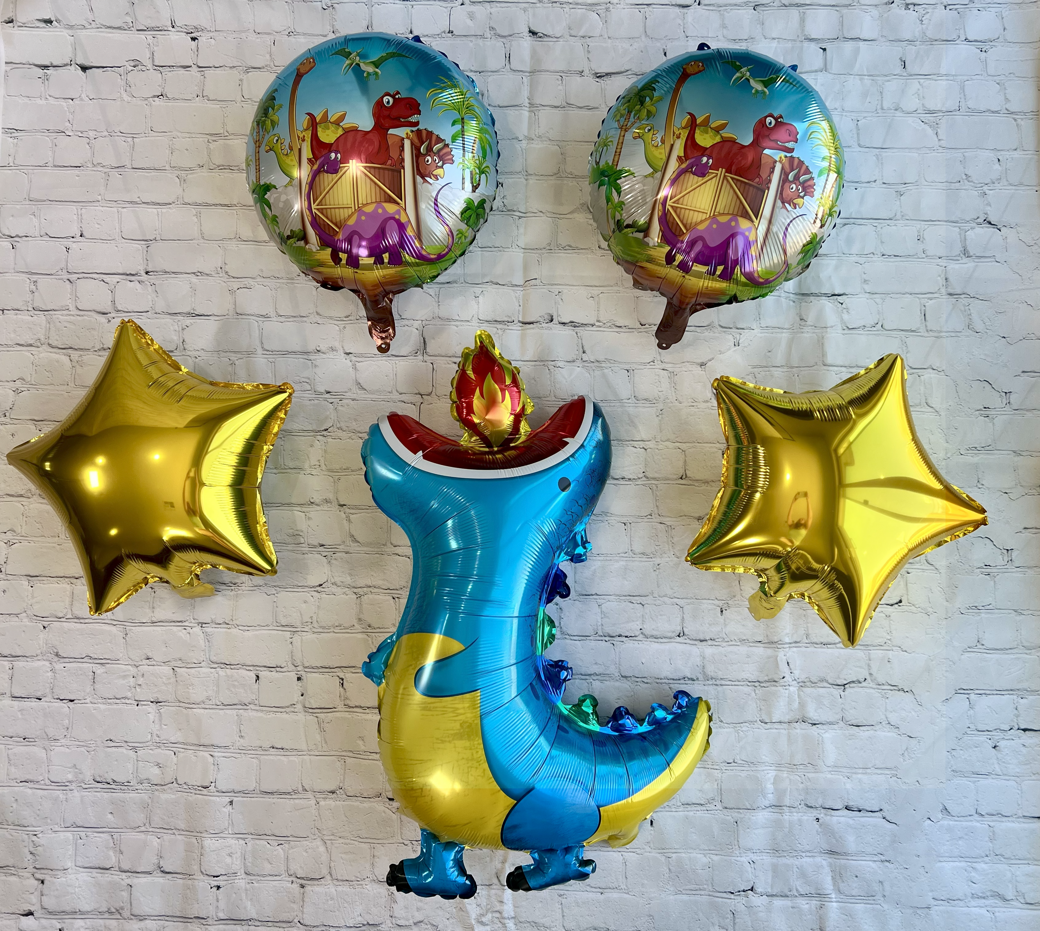 Blue Fire-Breathing Dragon Balloon Set – Jumbo Foil Party Decor (5-Piece Set)