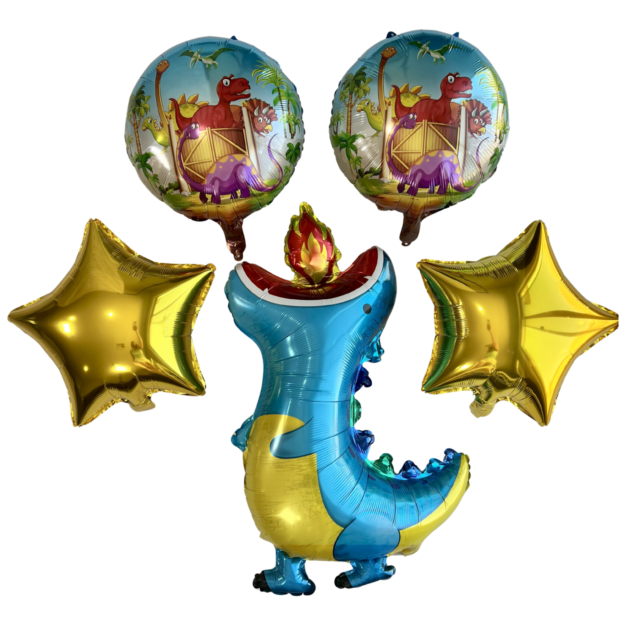 Blue Fire-Breathing Dragon Balloon Set – Jumbo Foil Party Decor (5-Piece Set)