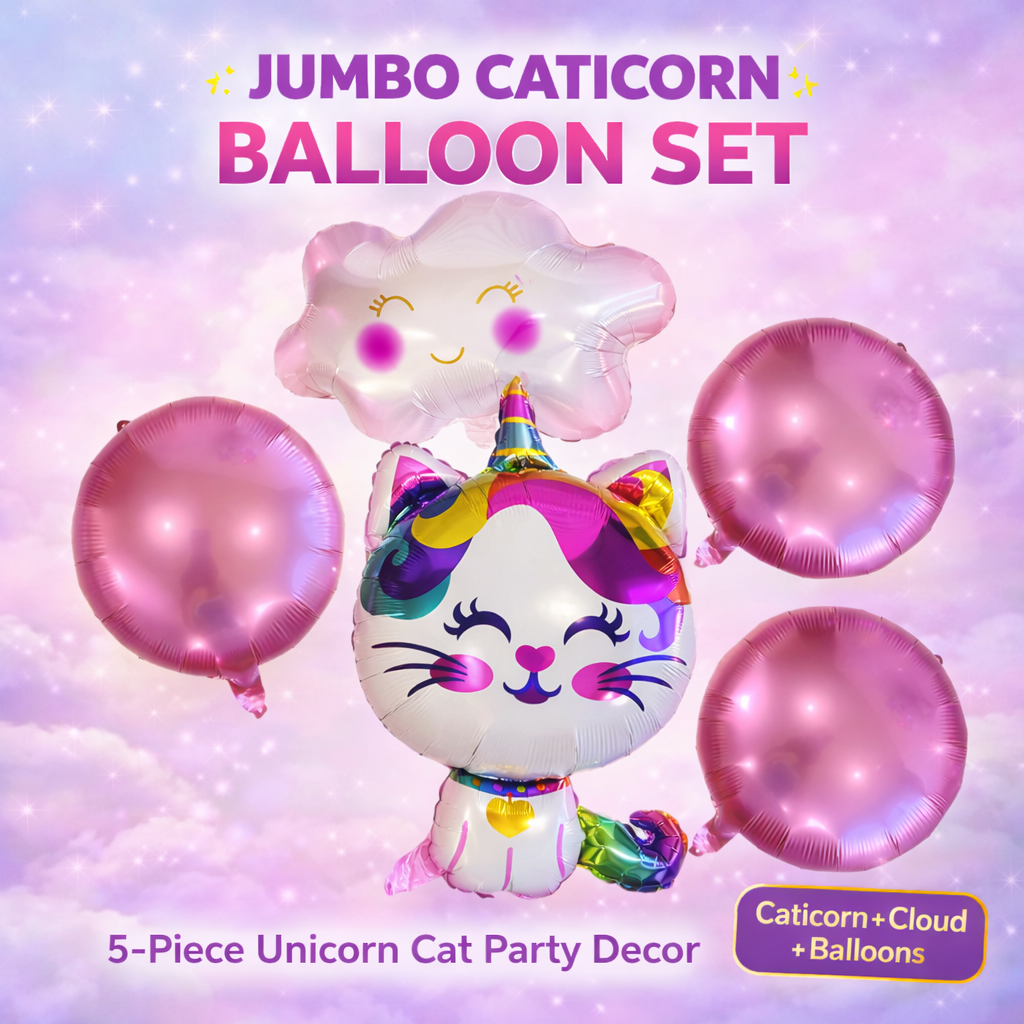 Caticorn Balloon Set – Unicorn Kitty Party Decor (5-Piece Set)
