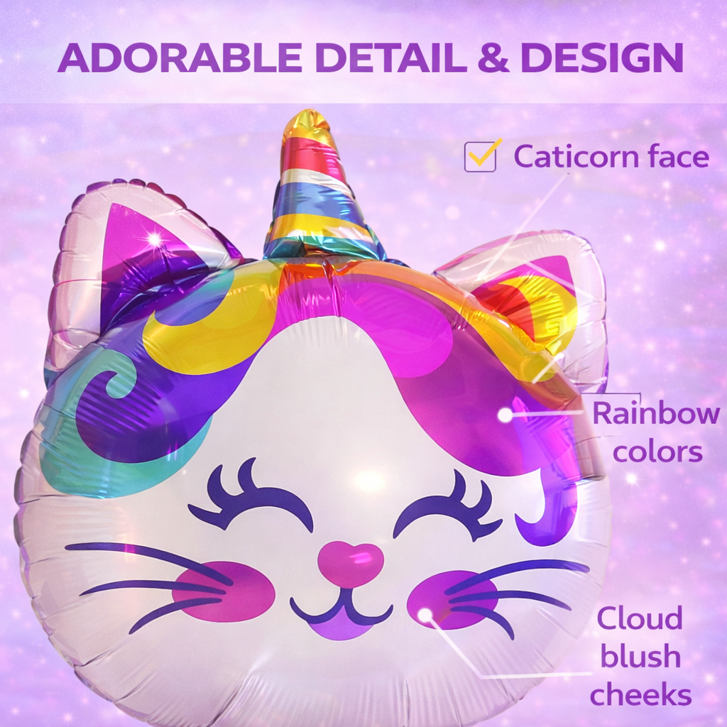 Caticorn Balloon Set – Unicorn Kitty Party Decor (5-Piece Set)