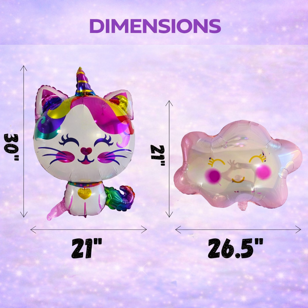 Caticorn Balloon Set – Unicorn Kitty Party Decor (5-Piece Set)