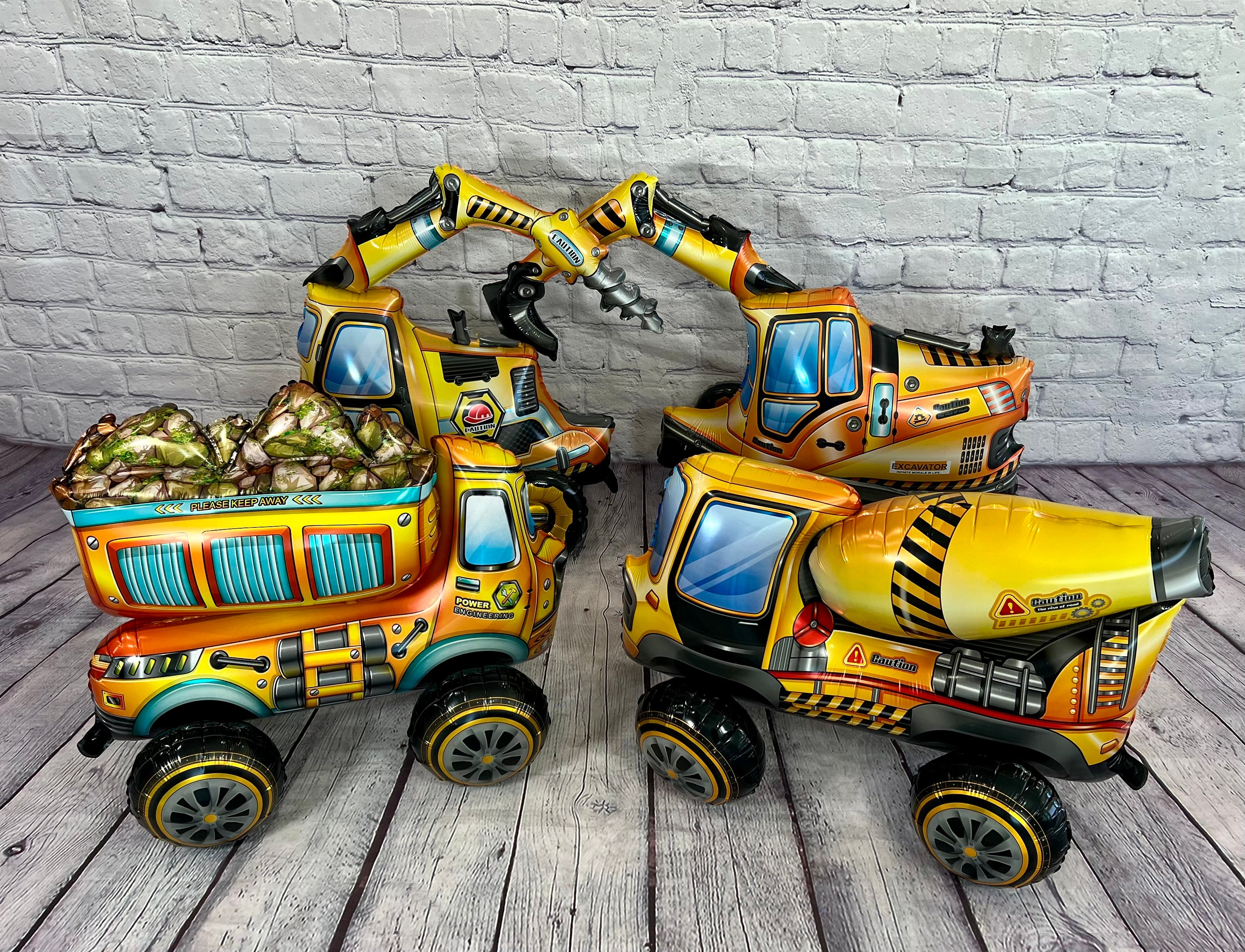 Construction Truck Balloon Set – Dump Truck, Bulldozer & More (4-Piece Set)