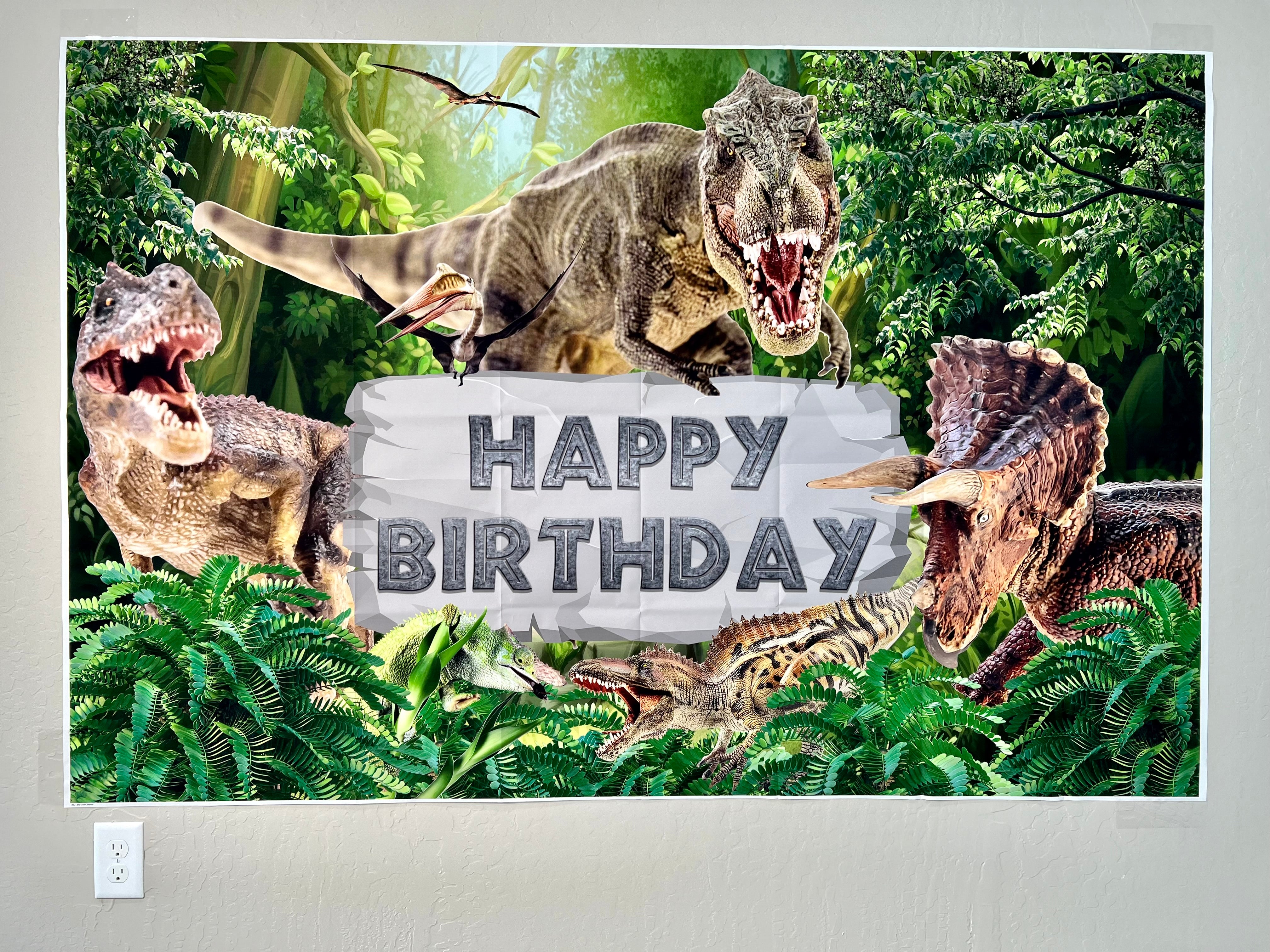 Dinosaur Photo Backdrop – Kids Birthday Party Vinyl Banner