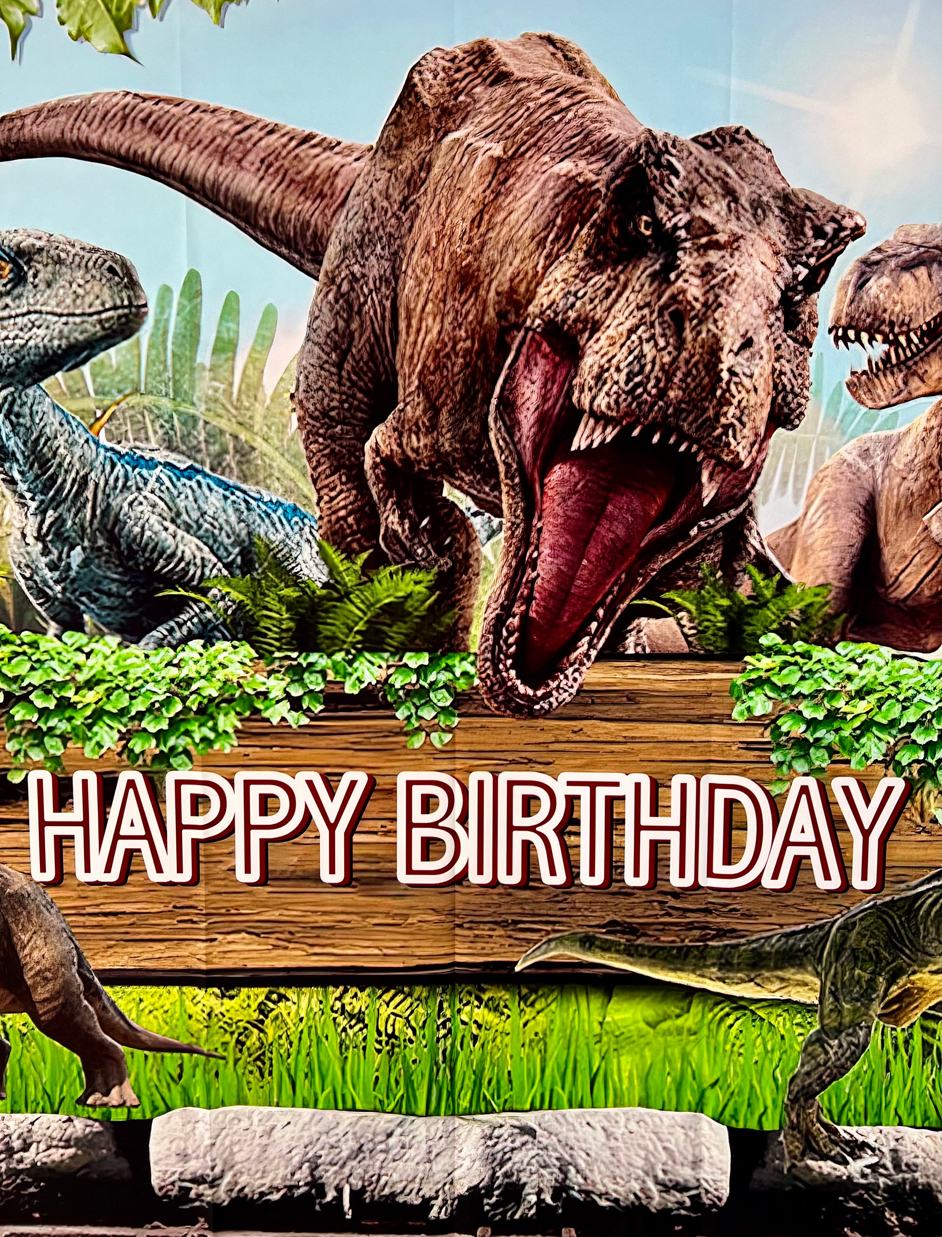 Dinosaur Photo Backdrop – Kids Birthday Party Vinyl Dinosaur Banner