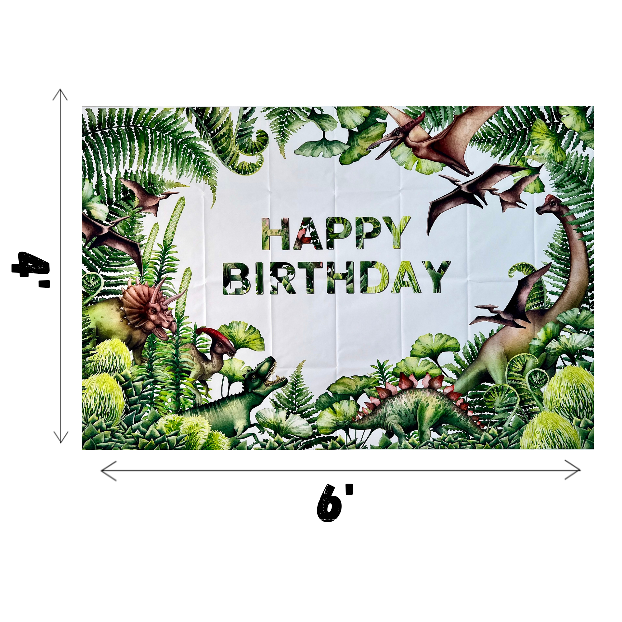 Dinosaur Photo Backdrop – Kids Birthday Party Vinyl Dinosaur Banner
