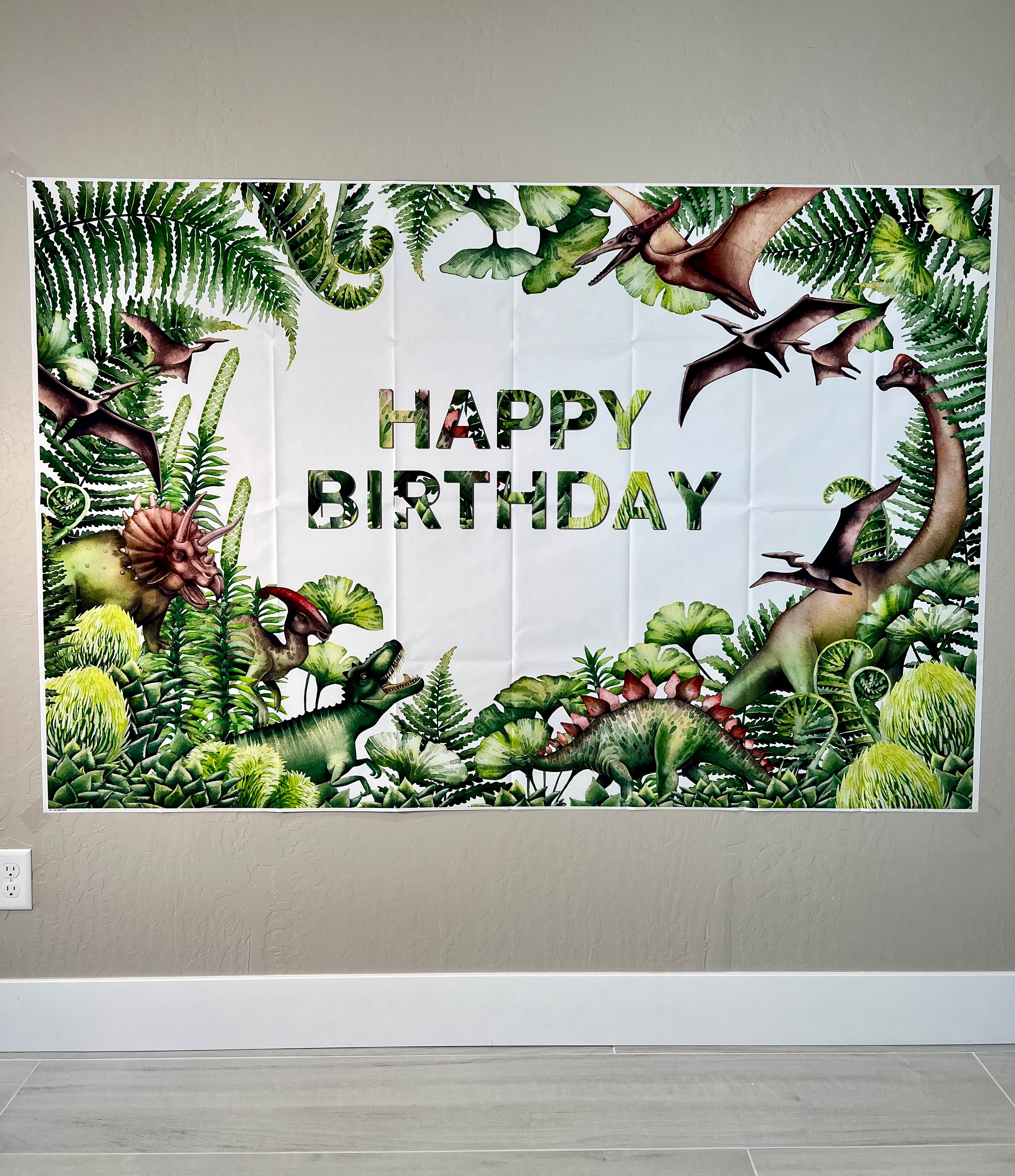 Dinosaur Photo Backdrop – Kids Birthday Party Vinyl Dinosaur Banner