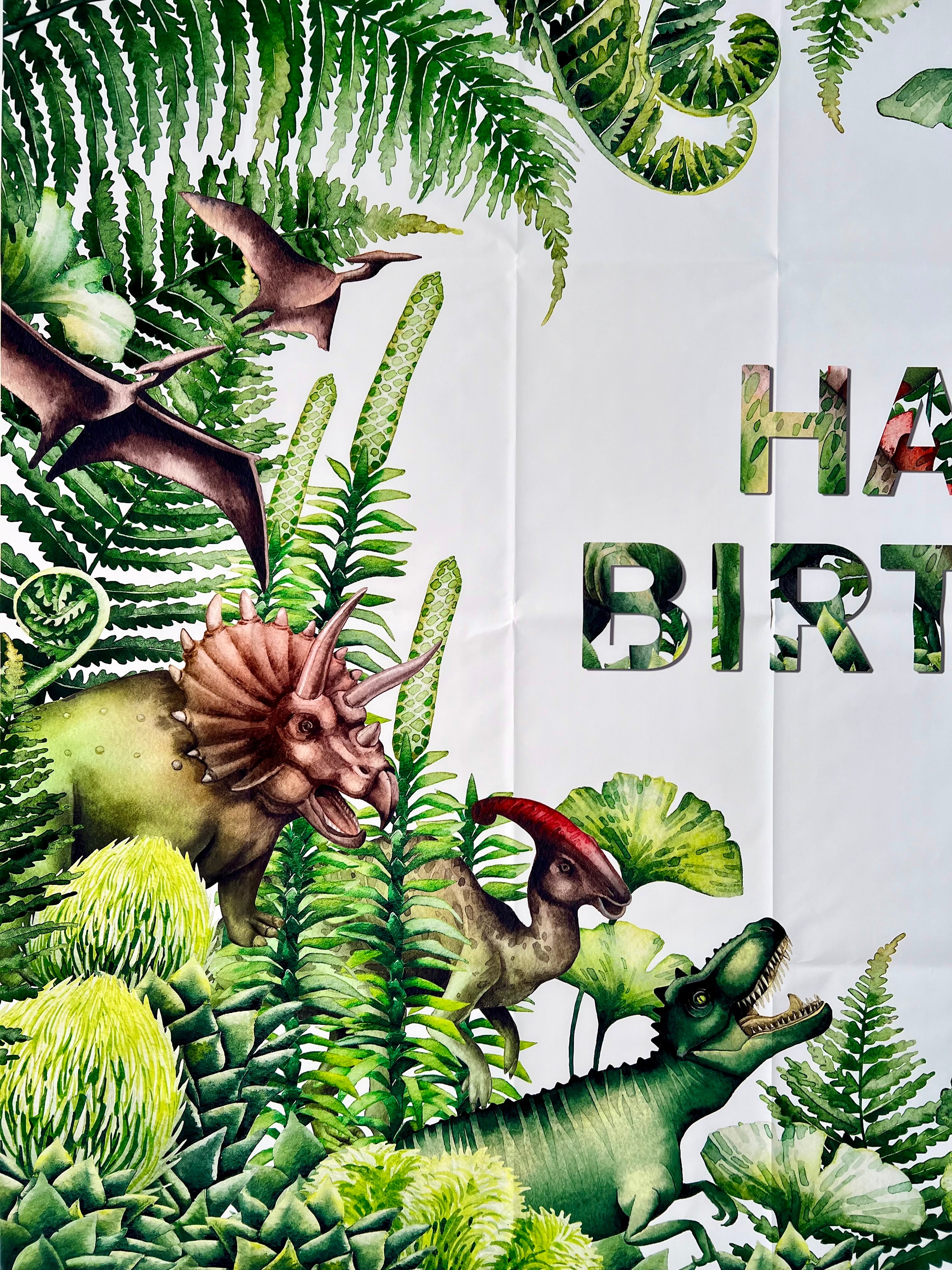 Dinosaur Photo Backdrop – Kids Birthday Party Vinyl Dinosaur Banner