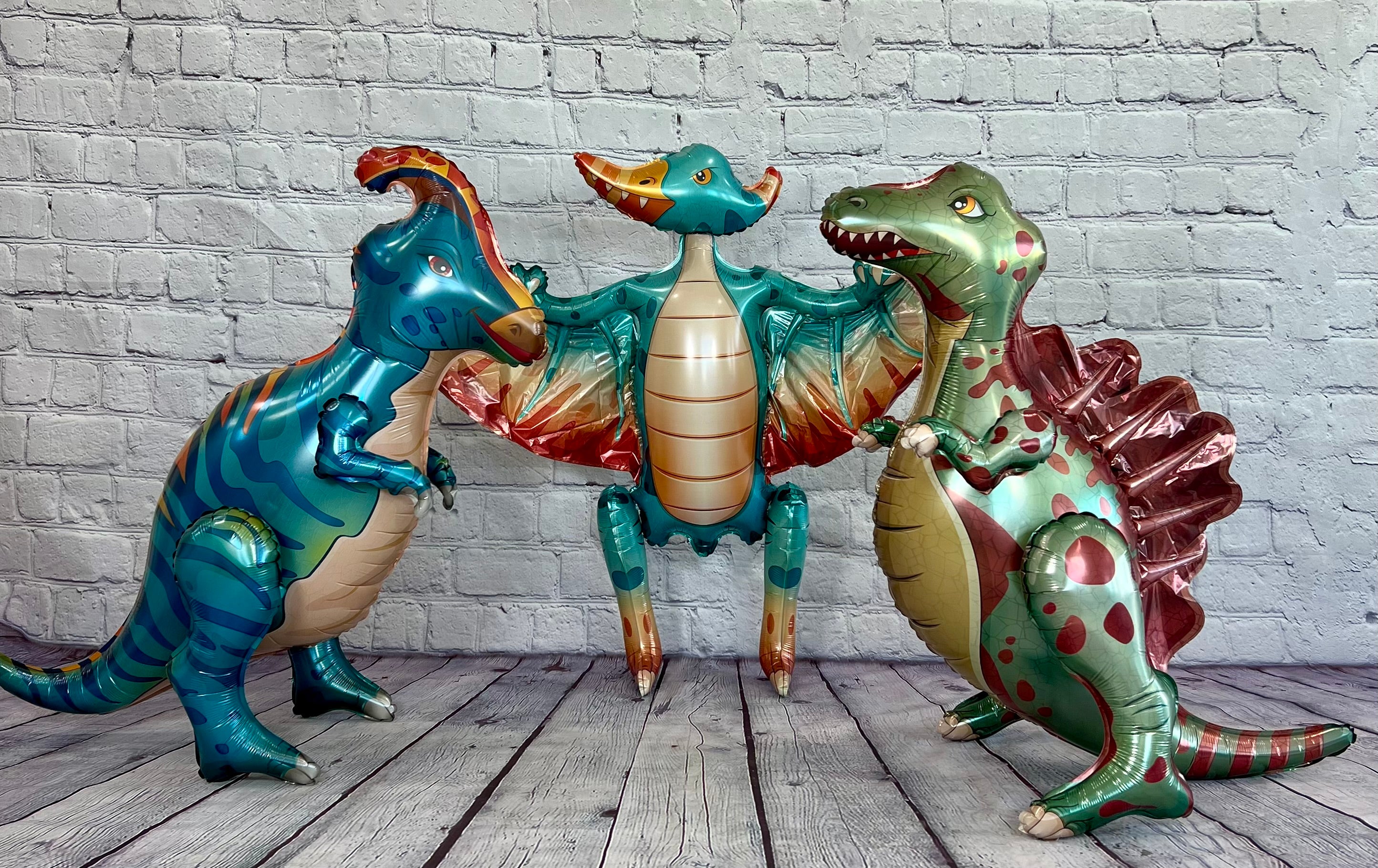 Dinosaur 4D Standing Balloon Set – Jumbo Foil Party Decor (3-Piece Set)