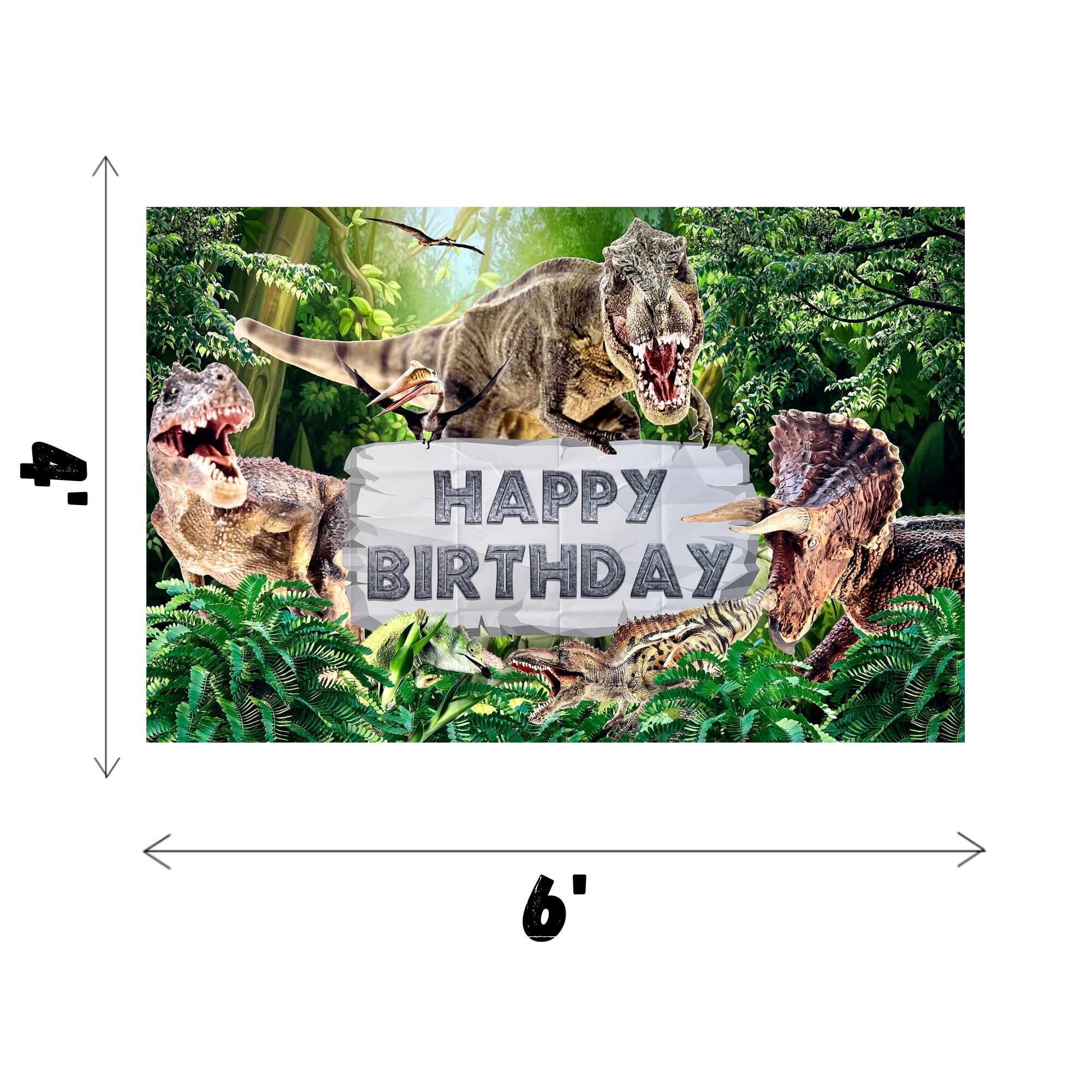 Dinosaur Photo Backdrop – Kids Birthday Party Vinyl Banner