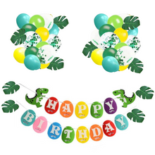 Load image into Gallery viewer, Dragon Birthday Party Balloon Set Foil Balloons with Dinosaur Happy Birthday Banner and Decorations
