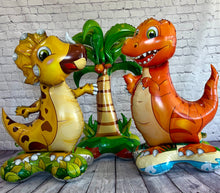 Load image into Gallery viewer, Dinosaur Balloon Set of 3 JUMBO Mylar Foil Balloons | Party Supplies and Decorations | Kids Birthday Party Gifts Baby Shower Celebrations
