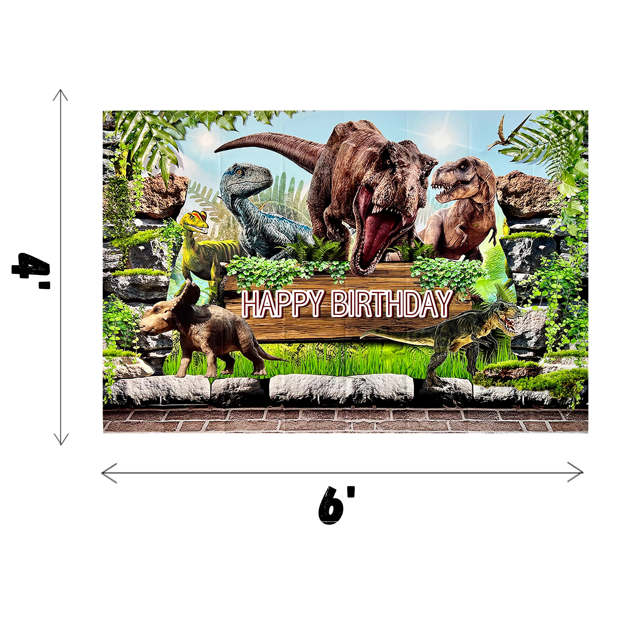 Dinosaur Photo Backdrop – Kids Birthday Party Vinyl Dinosaur Banner