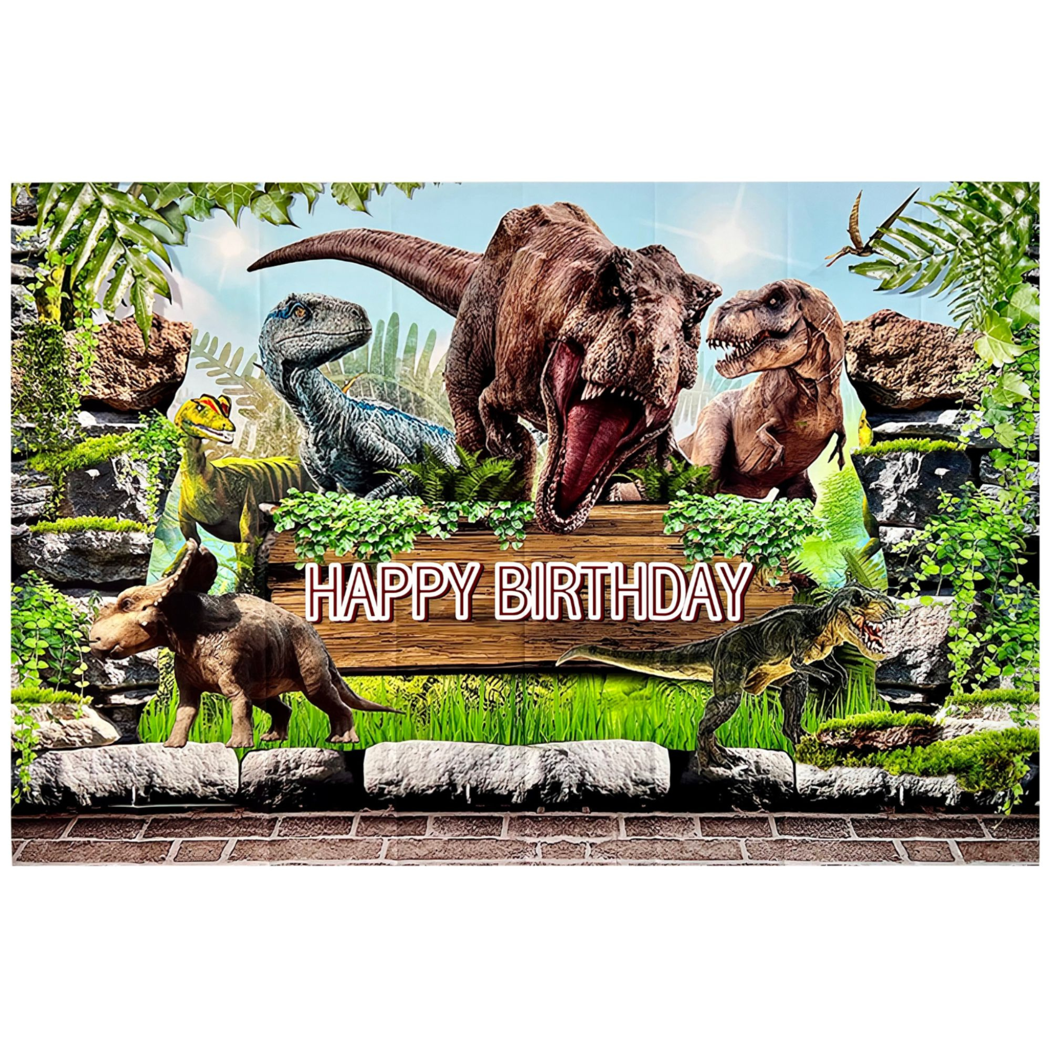 Dinosaur Photo Backdrop – Kids Birthday Party Vinyl Dinosaur Banner