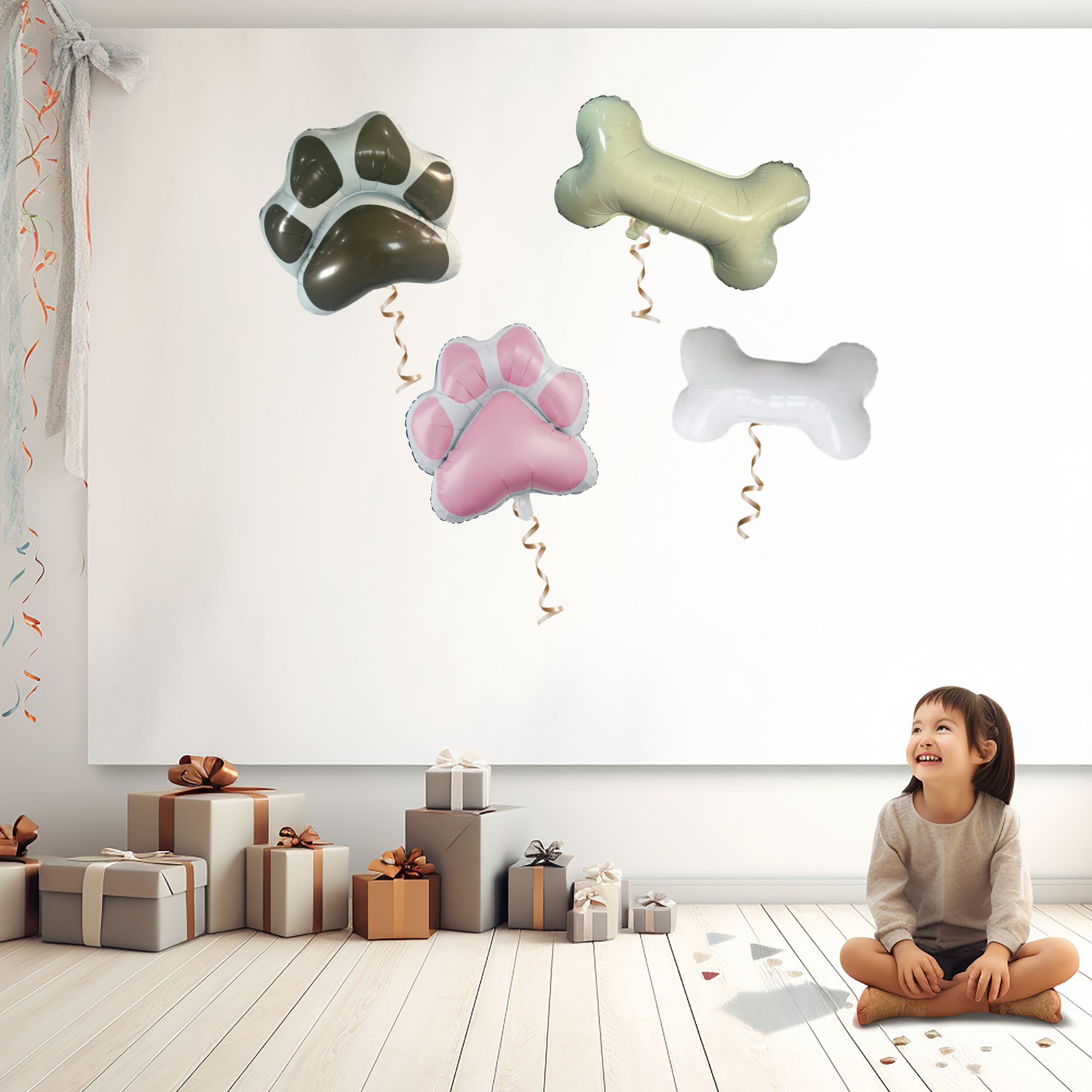 White Dog Bone Balloon – Puppy Birthday Party Decor (23.5" x 15")