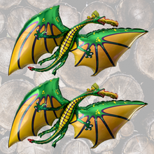 Load image into Gallery viewer, Green Dragon Foil Balloons JUMBO Mylar Set of 2 | Birthday Party Decorations Supplies | Dragons Love Tacos Baby Shower Gender Reveal Gifts
