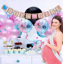 Load image into Gallery viewer, Gender reveal party supplies pink blue dinosaur balloons | Party decorations for celebration with balloons, banner photo props (66 Pieces)
