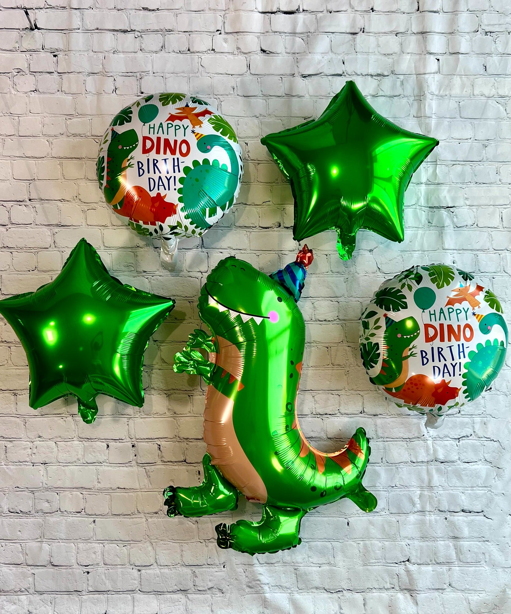 Green Dinosaur Birthday Balloon Set – Foil Party Decor (5-Piece Set)