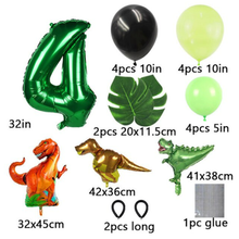 Load image into Gallery viewer, Dinosaur Number Balloons | Birthday party supplies and decor balloon decorations for celebrations First Birthdays | Foil Mylar Latex Balloon
