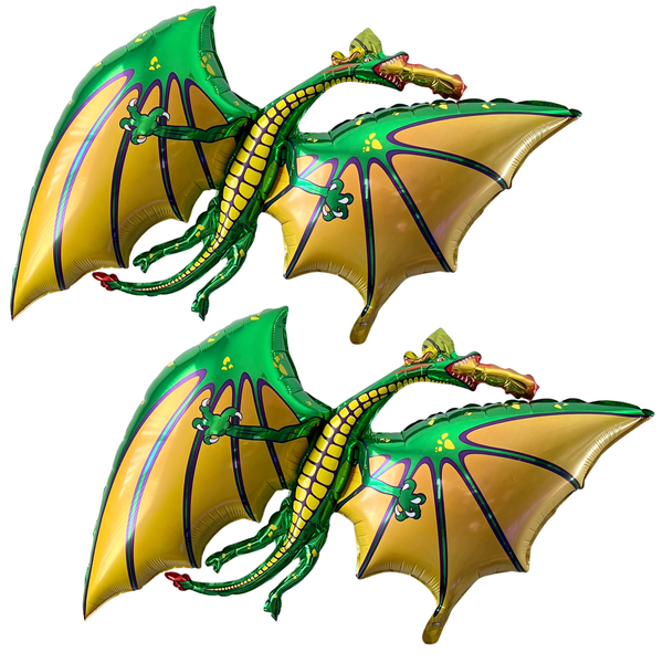 Green Dragon Balloon Set – Jumbo Foil Party Decor (2-Piece Set)