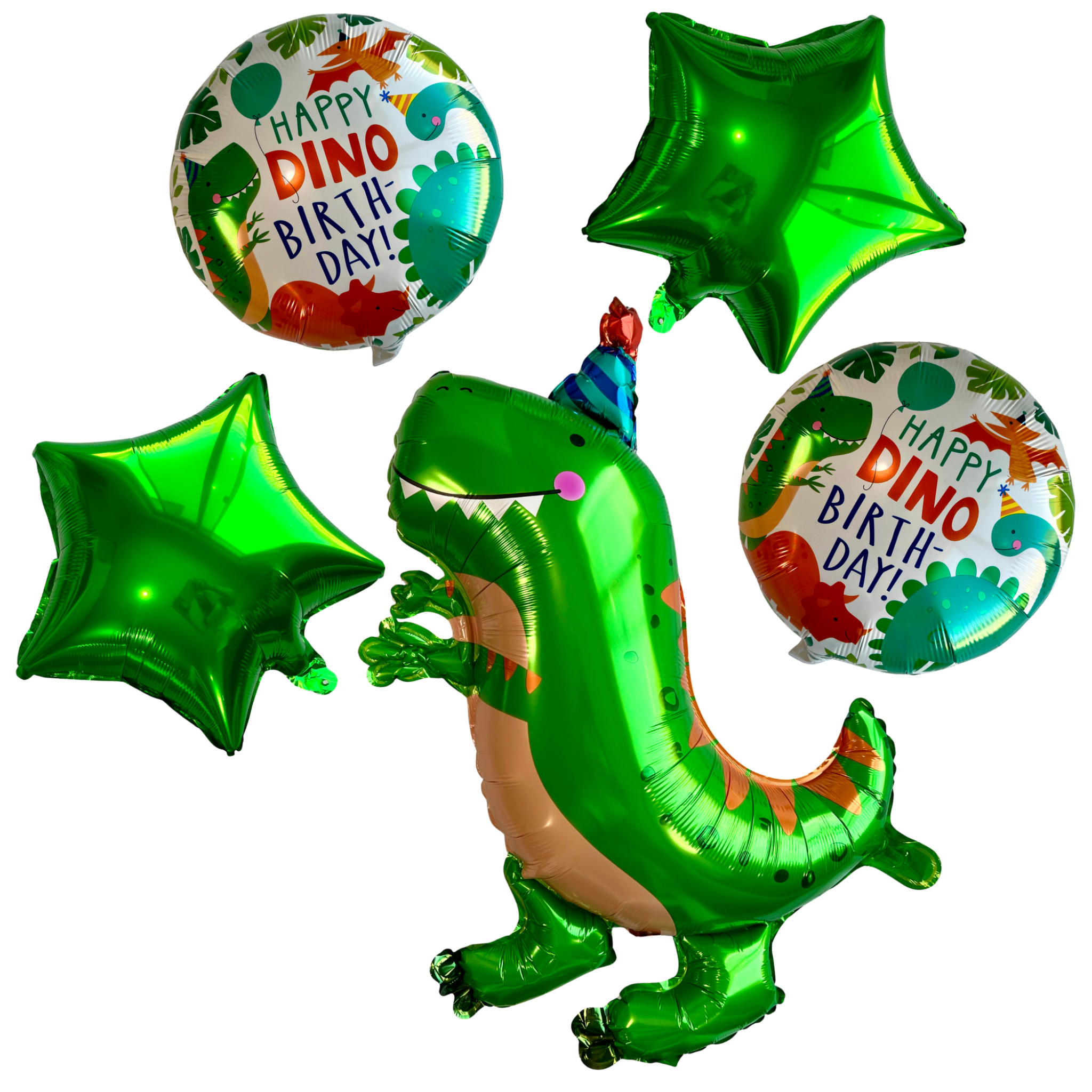 Green Dinosaur Birthday Balloon Set – Foil Party Decor (5-Piece Set)