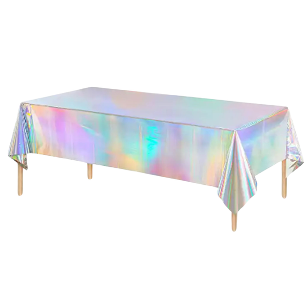 Holographic Shimmer Tablecloth – Disposable Rainbow Party Table Cover