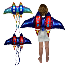 Load image into Gallery viewer, Kids superhero flying jetpack birthday balloons party favors with rockets | Pack of 6 | Party Balloons and Decorations for Events and Celebrations
