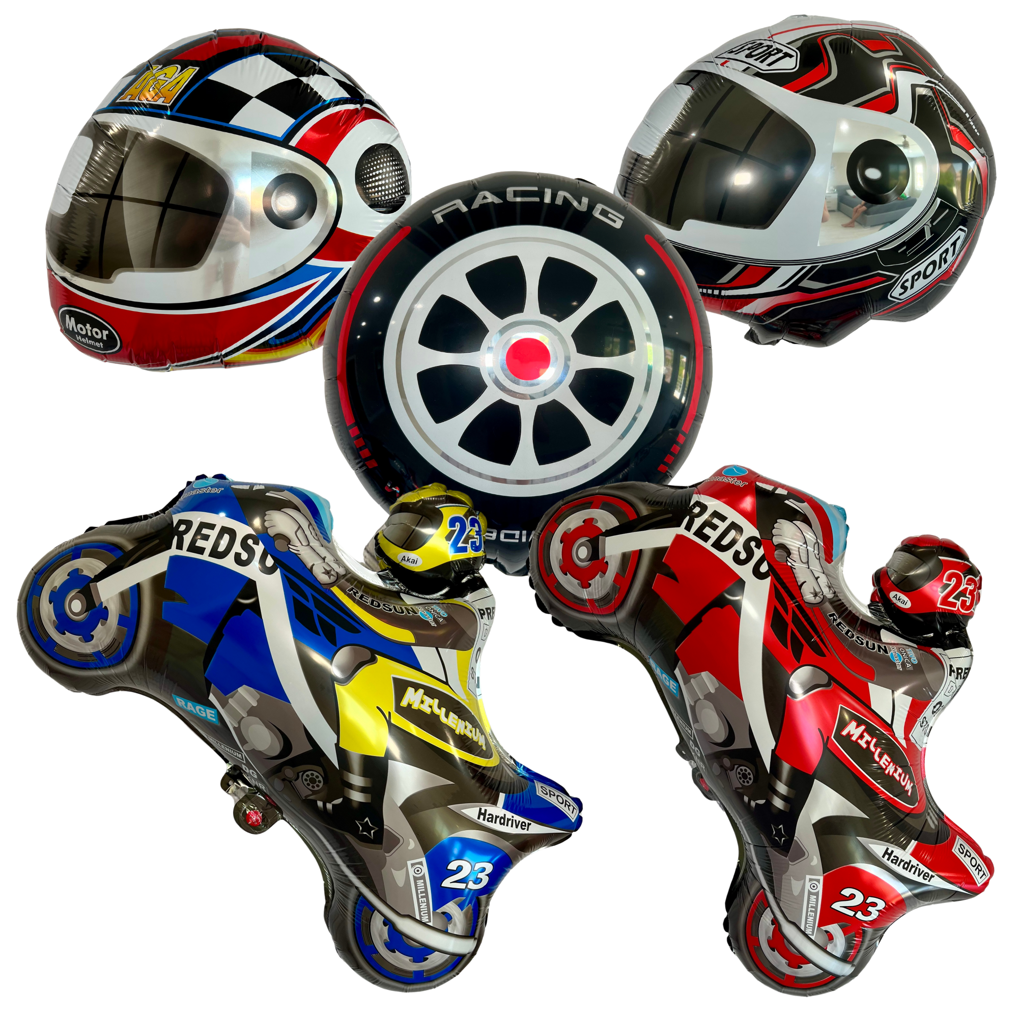 Motorcycle, Dirt Bike & Helmet Balloons – Party Decor Set