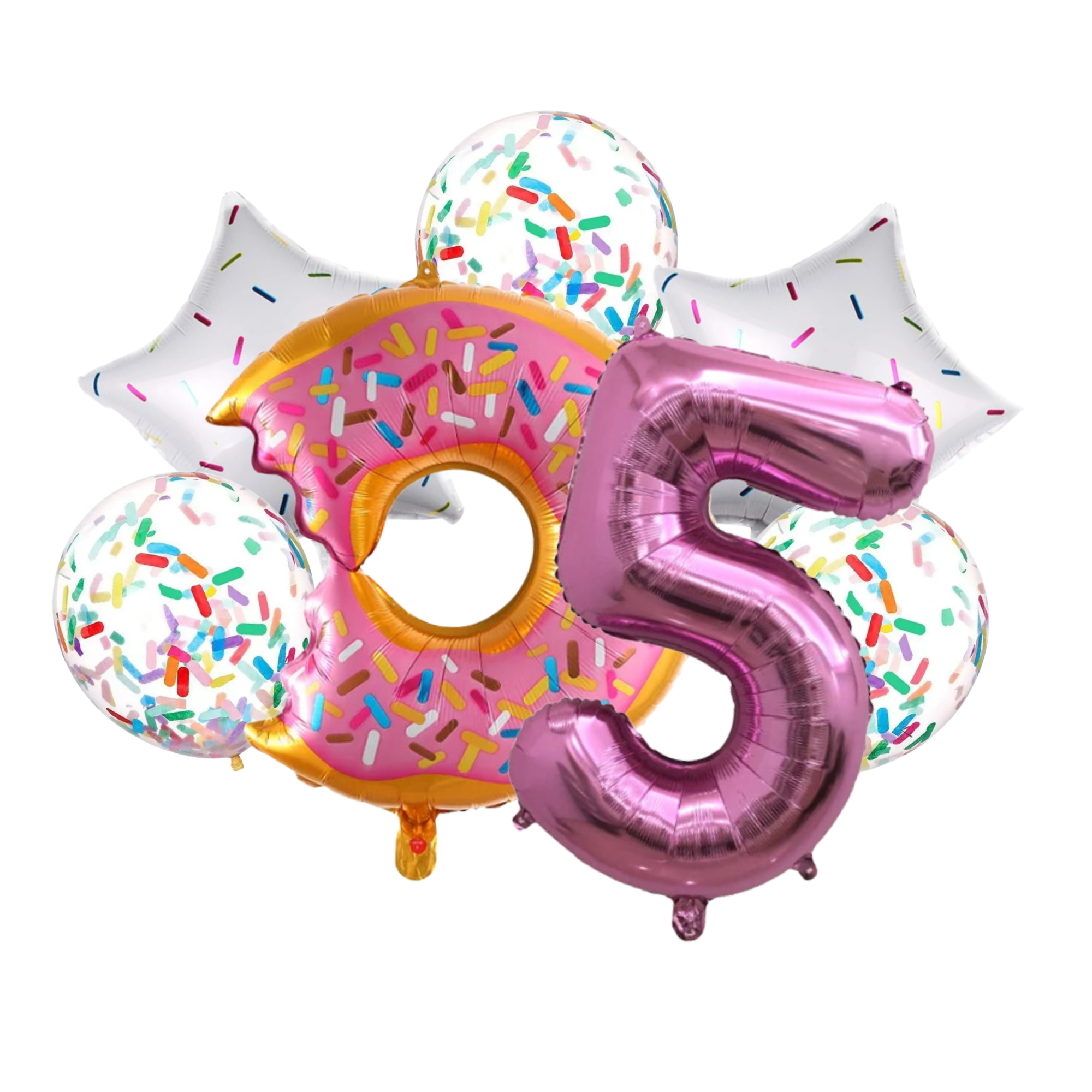 Pink Donut Number Balloon Bouquet – Jumbo 32" Birthday Party Decor
