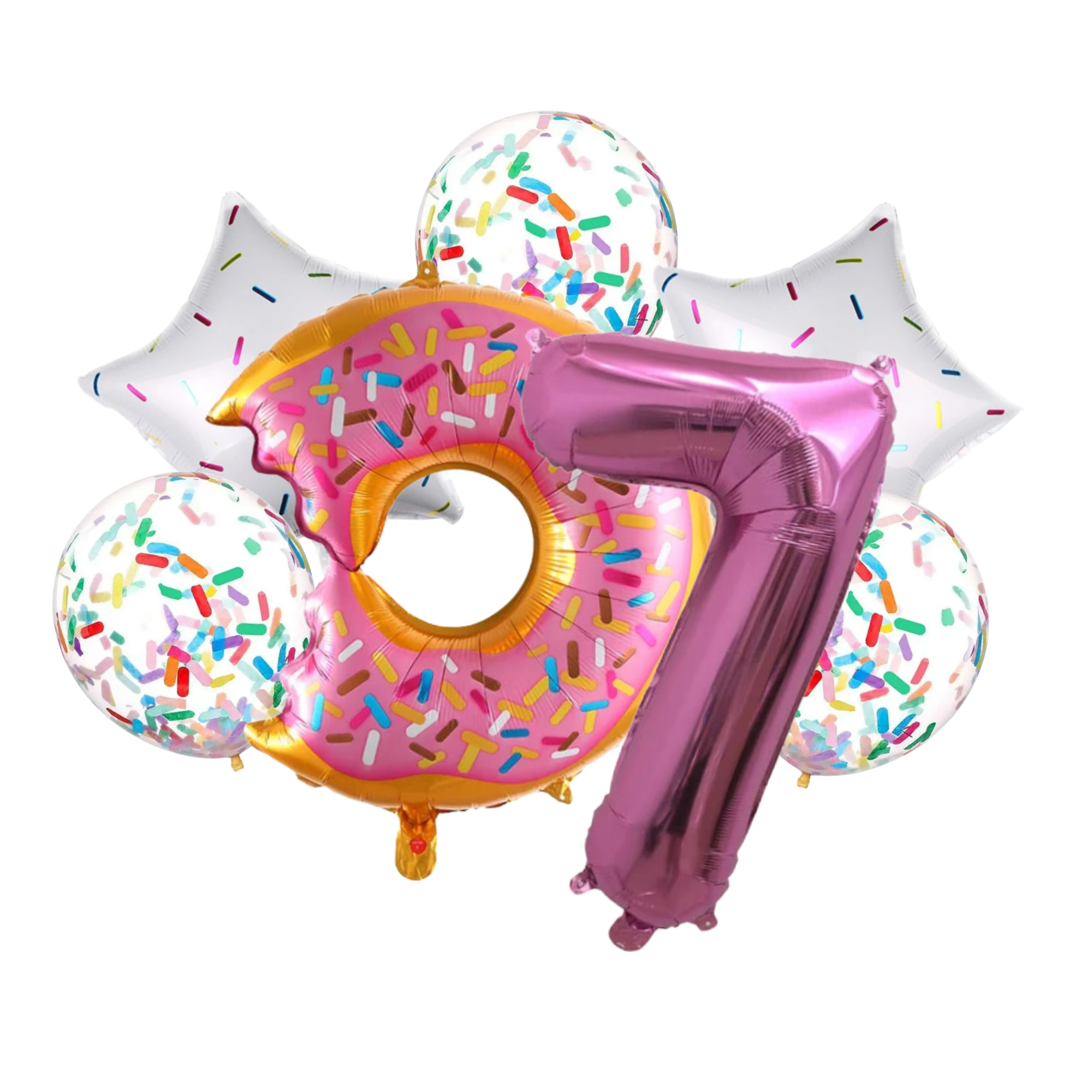 Pink Donut Number Balloon Bouquet – Jumbo 32" Birthday Party Decor
