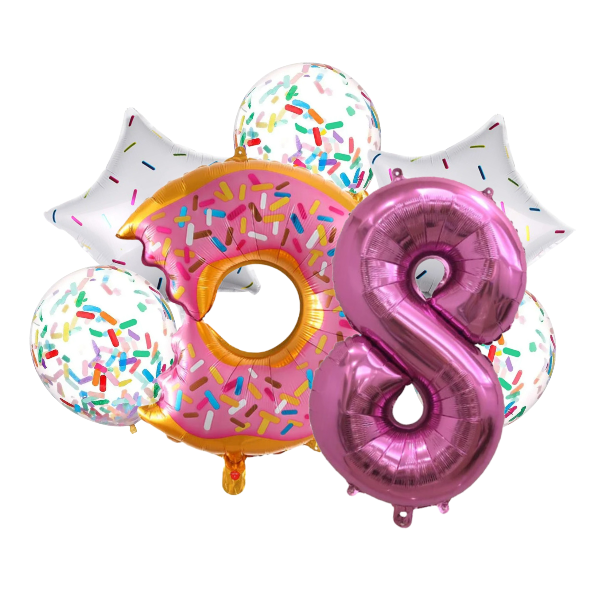 Pink Donut Number Balloon Bouquet – Jumbo 32" Birthday Party Decor