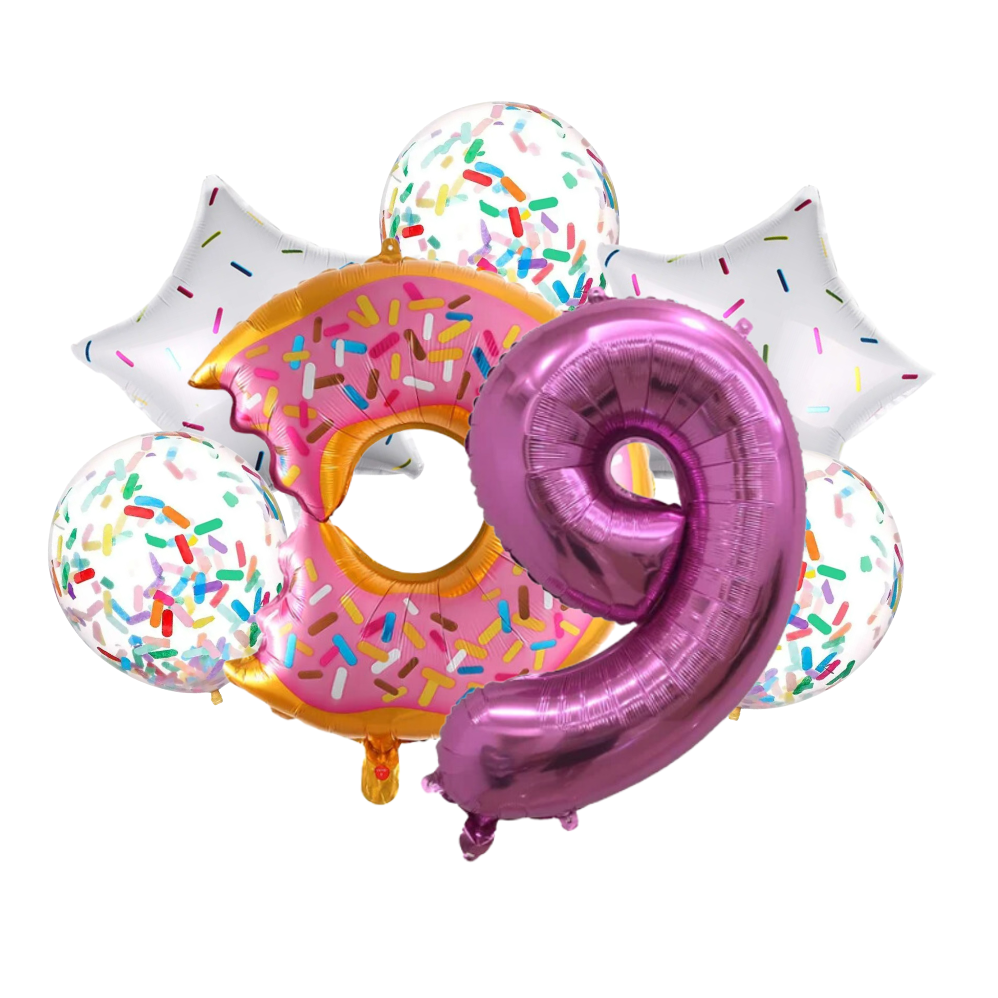 Pink Donut Number Balloon Bouquet – Jumbo 32" Birthday Party Decor