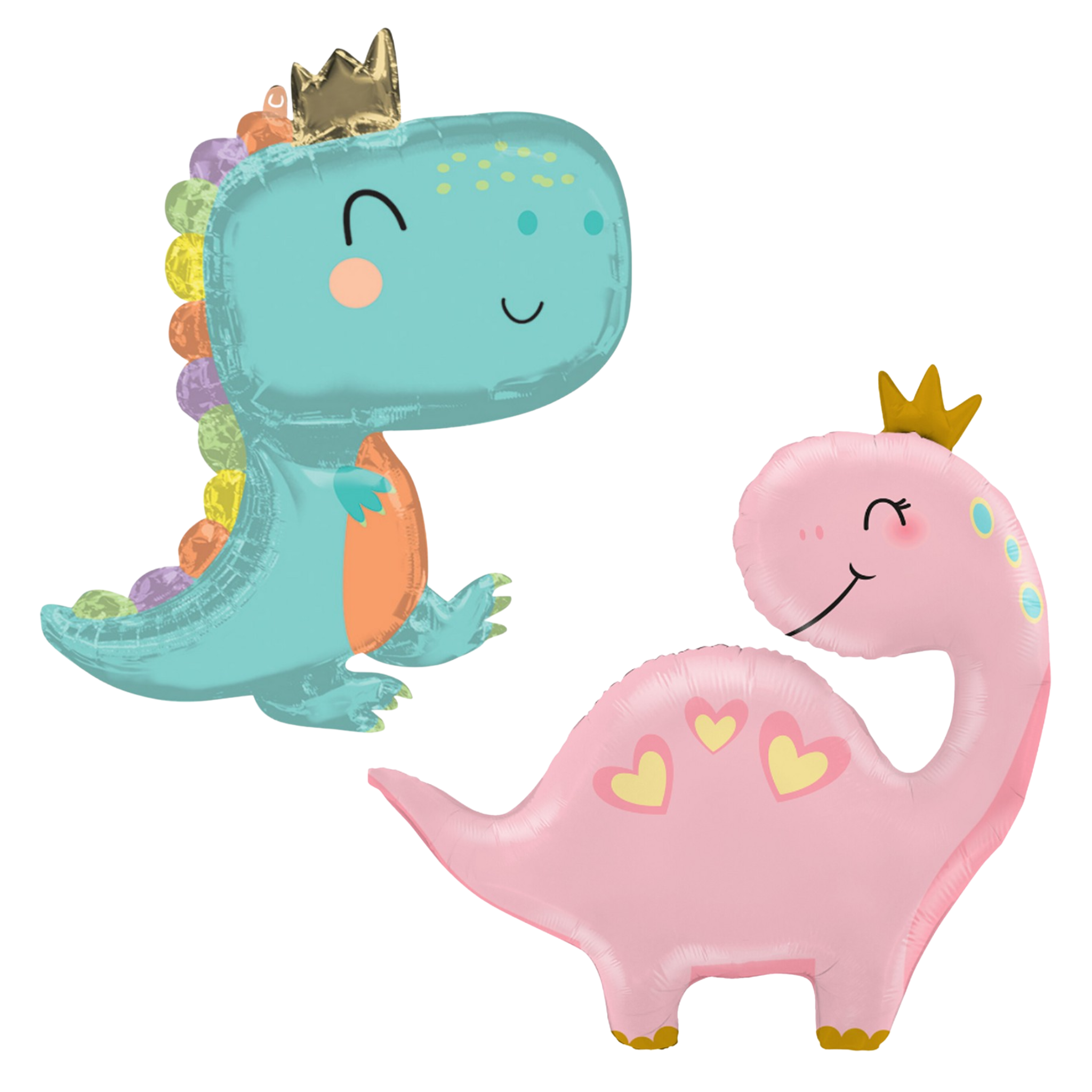 Pink & Teal Baby Dinosaur Balloon – Jumbo Foil Party Decor (Set of 2)