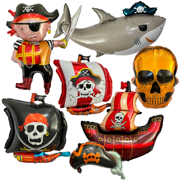 Pirate Ship, Skull & Shark Balloon Set – Party Decor (7-Piece Set)