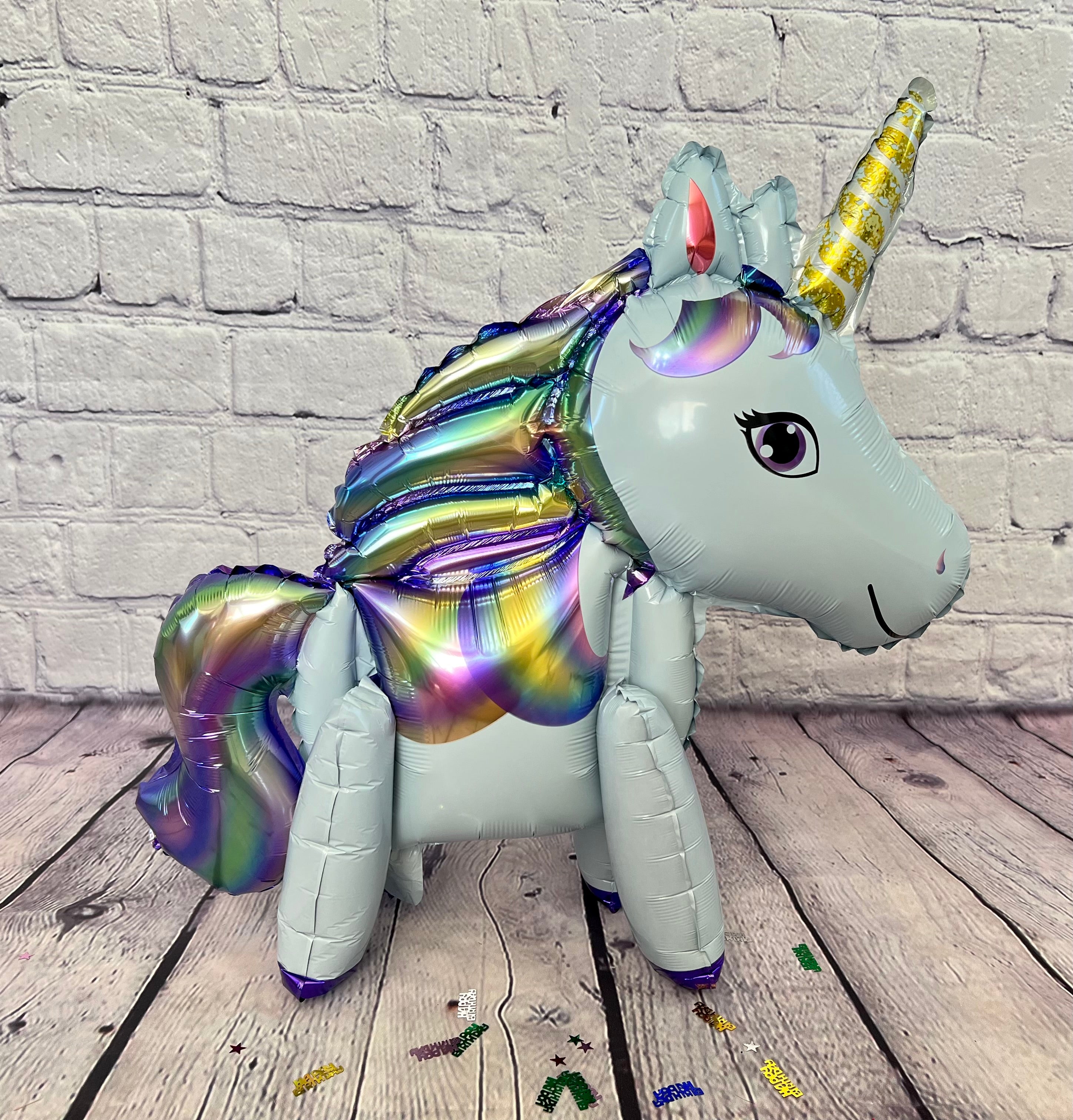 Standing Unicorn Balloon Set – Jumbo Foil Party Decor (7-Piece Set)