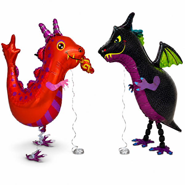 Black and Red Walking Dragon Balloons Set of 2