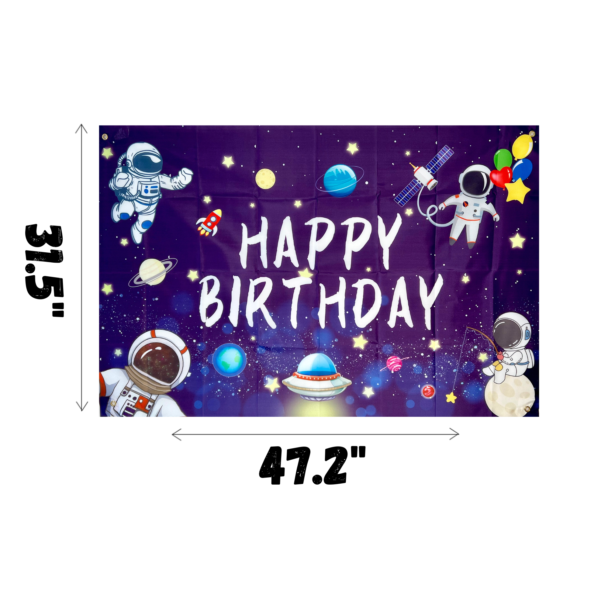 Astronaut Outer Space Photo Backdrop – Kids Birthday Party Vinyl Banner