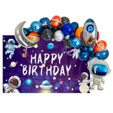Load image into Gallery viewer, Astronaut and Rocket Space Ship Outer Space Balloon Garland Arch Set | Party Decorations &amp; Supplies | Kids Birthday Party Outer Space Decor
