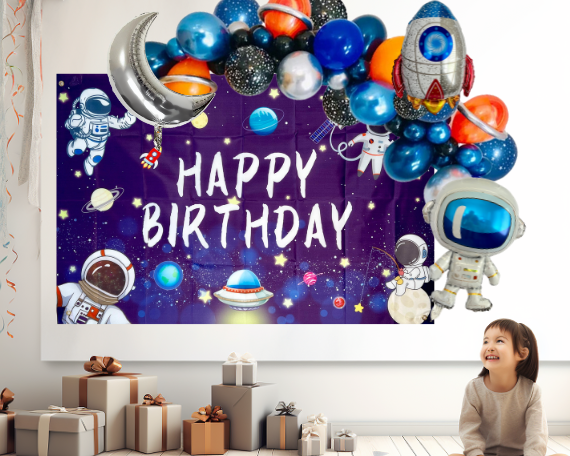 Astronaut & Rocket Balloon Garland Arch – Outer Space Party Decor