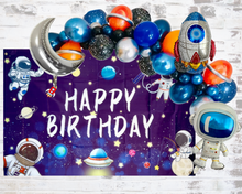 Load image into Gallery viewer, Astronaut and Rocket Space Ship Outer Space Balloon Garland Arch Set | Party Decorations &amp; Supplies | Kids Birthday Party Outer Space Decor

