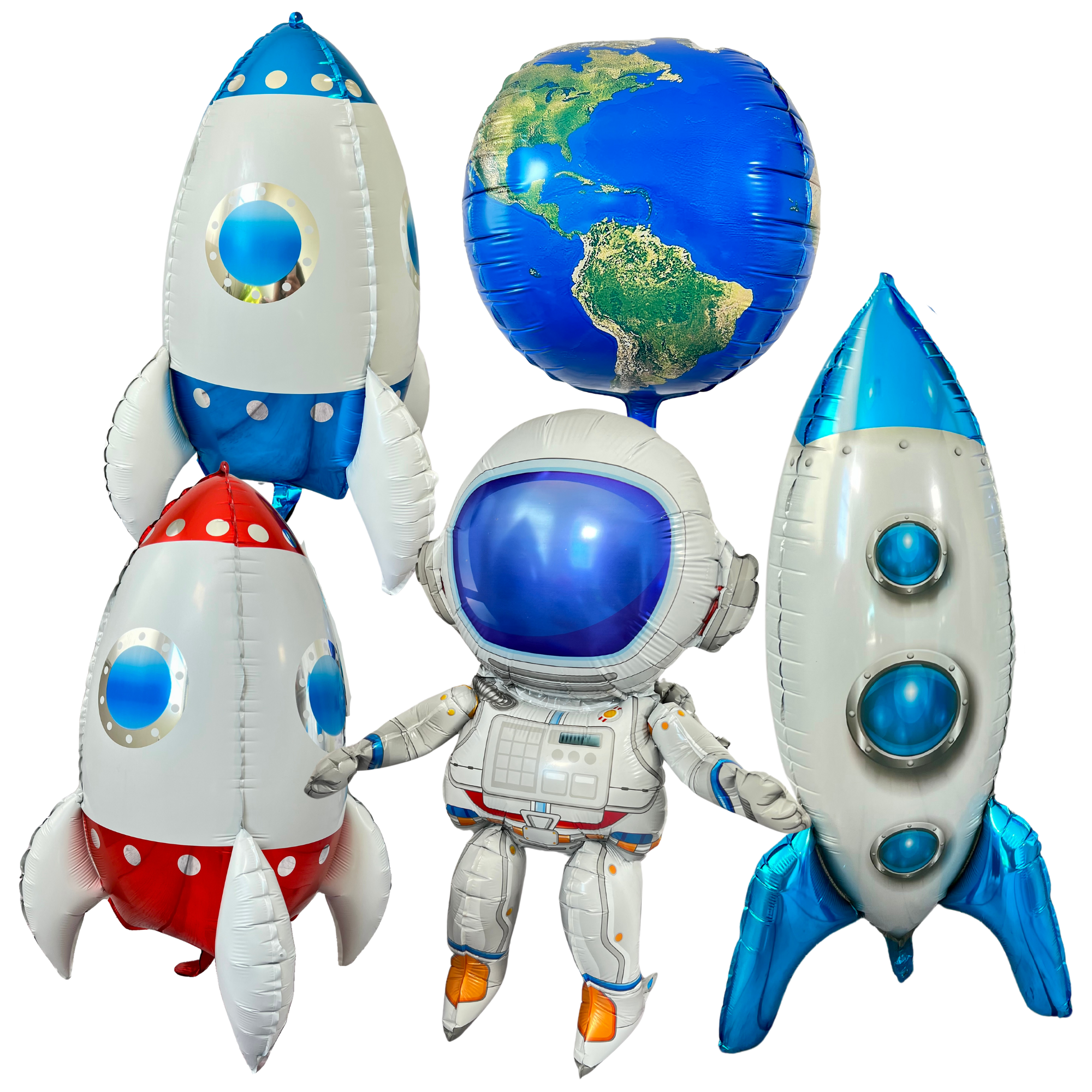 Astronaut & Rocket Ship Balloon Set – Outer Space Party Decor (5-Piece Set)