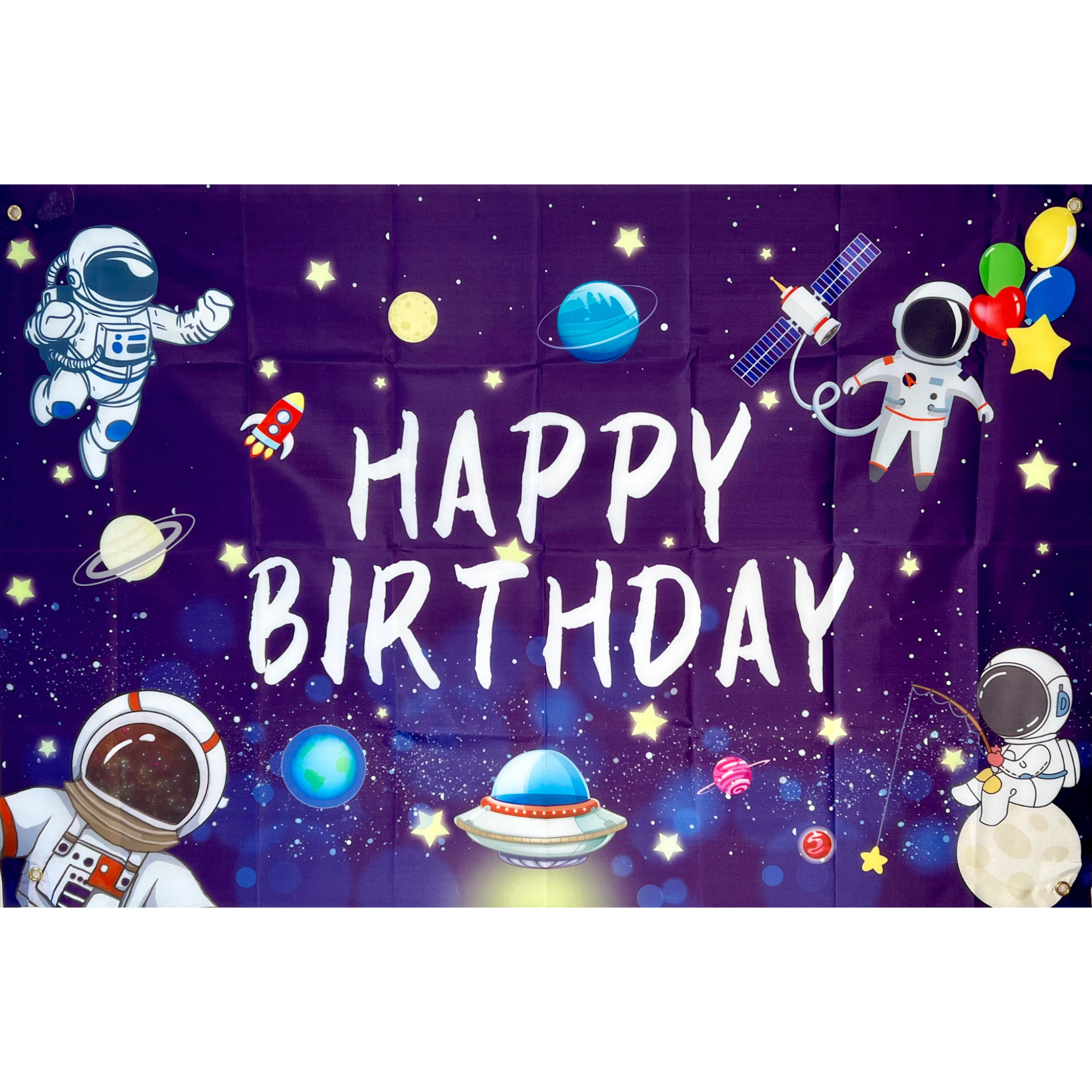 Astronaut Outer Space Photo Backdrop – Kids Birthday Party Vinyl Banner