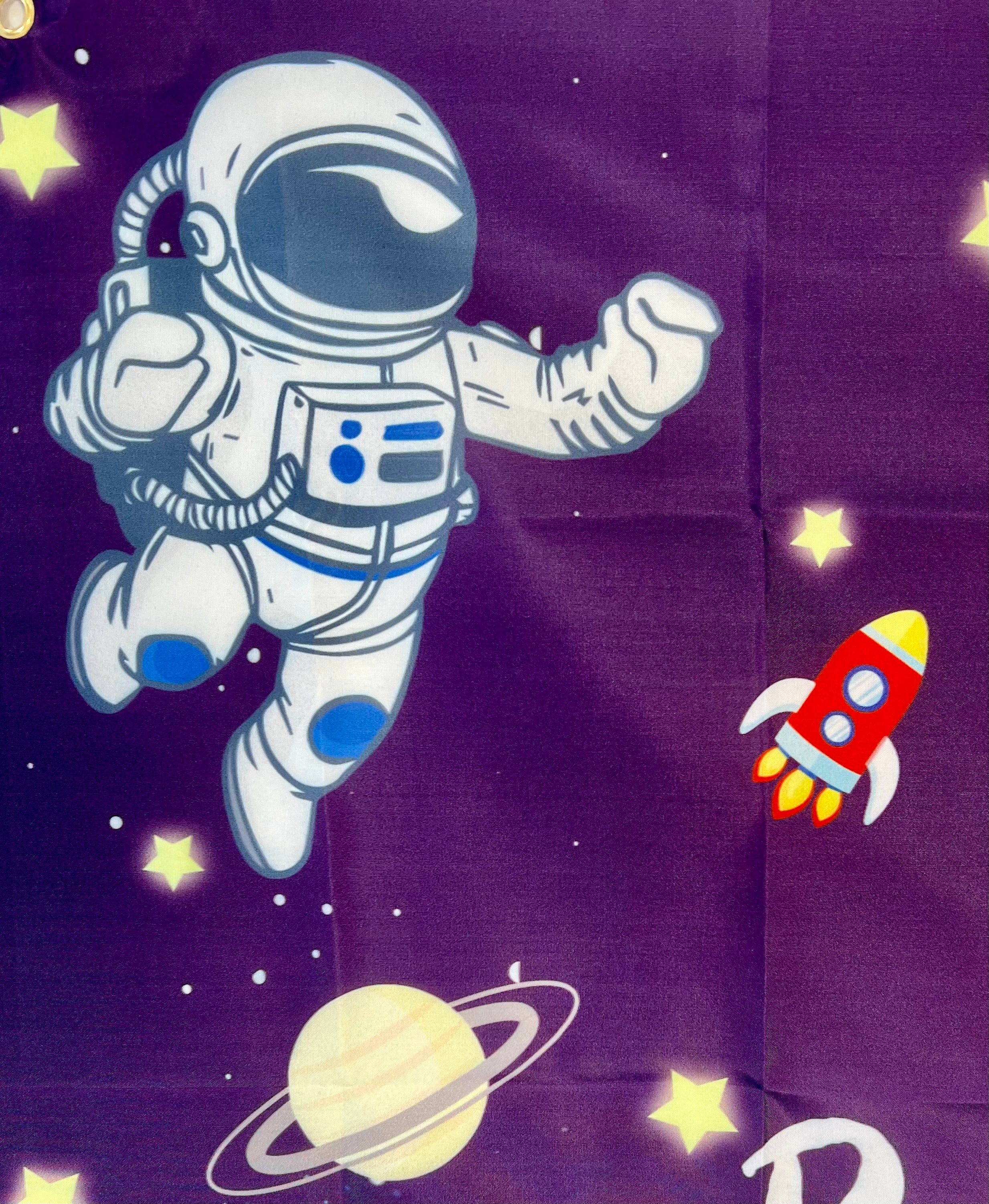 Astronaut Outer Space Photo Backdrop – Kids Birthday Party Vinyl Banner