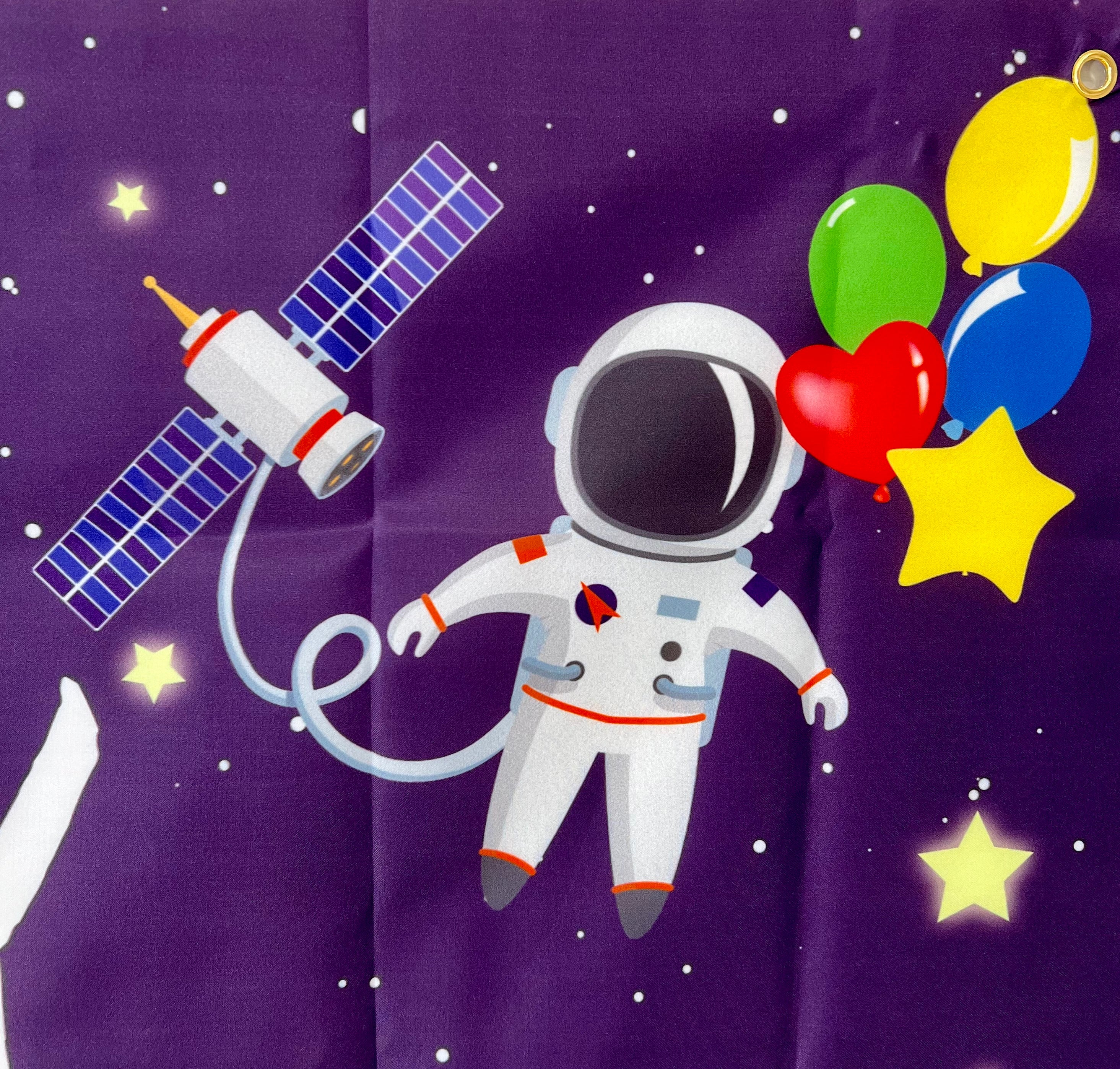 Astronaut Outer Space Photo Backdrop – Kids Birthday Party Vinyl Banner