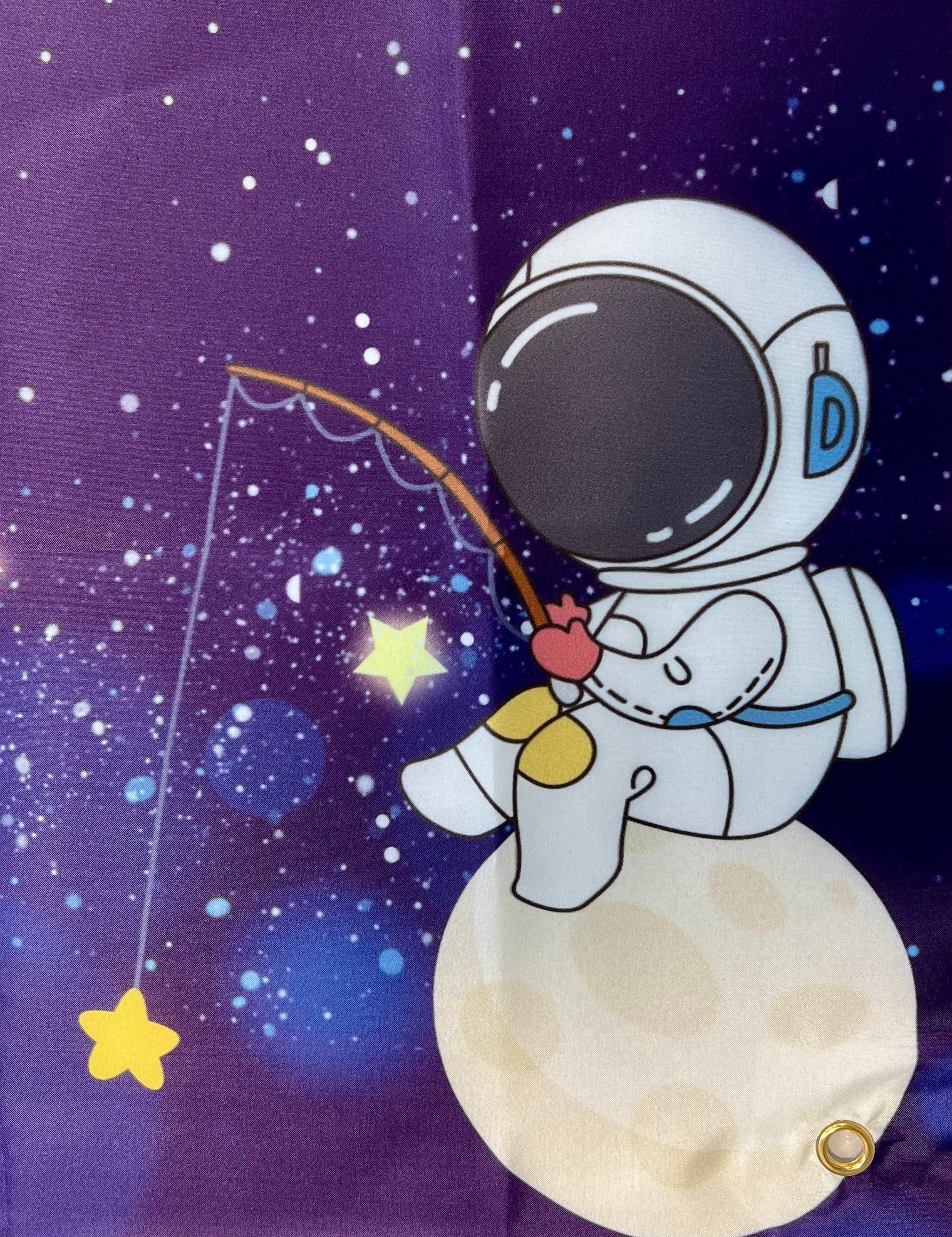 Astronaut Outer Space Photo Backdrop – Kids Birthday Party Vinyl Banner