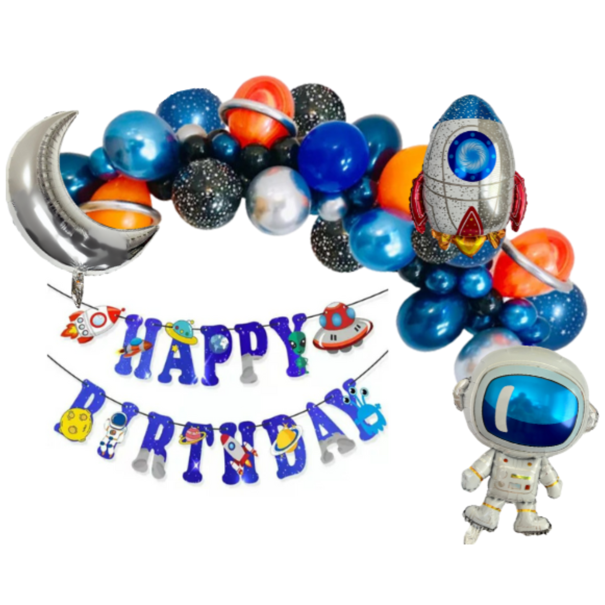 Astronaut Balloon Garland Arch Set – Outer Space Birthday Party Decor