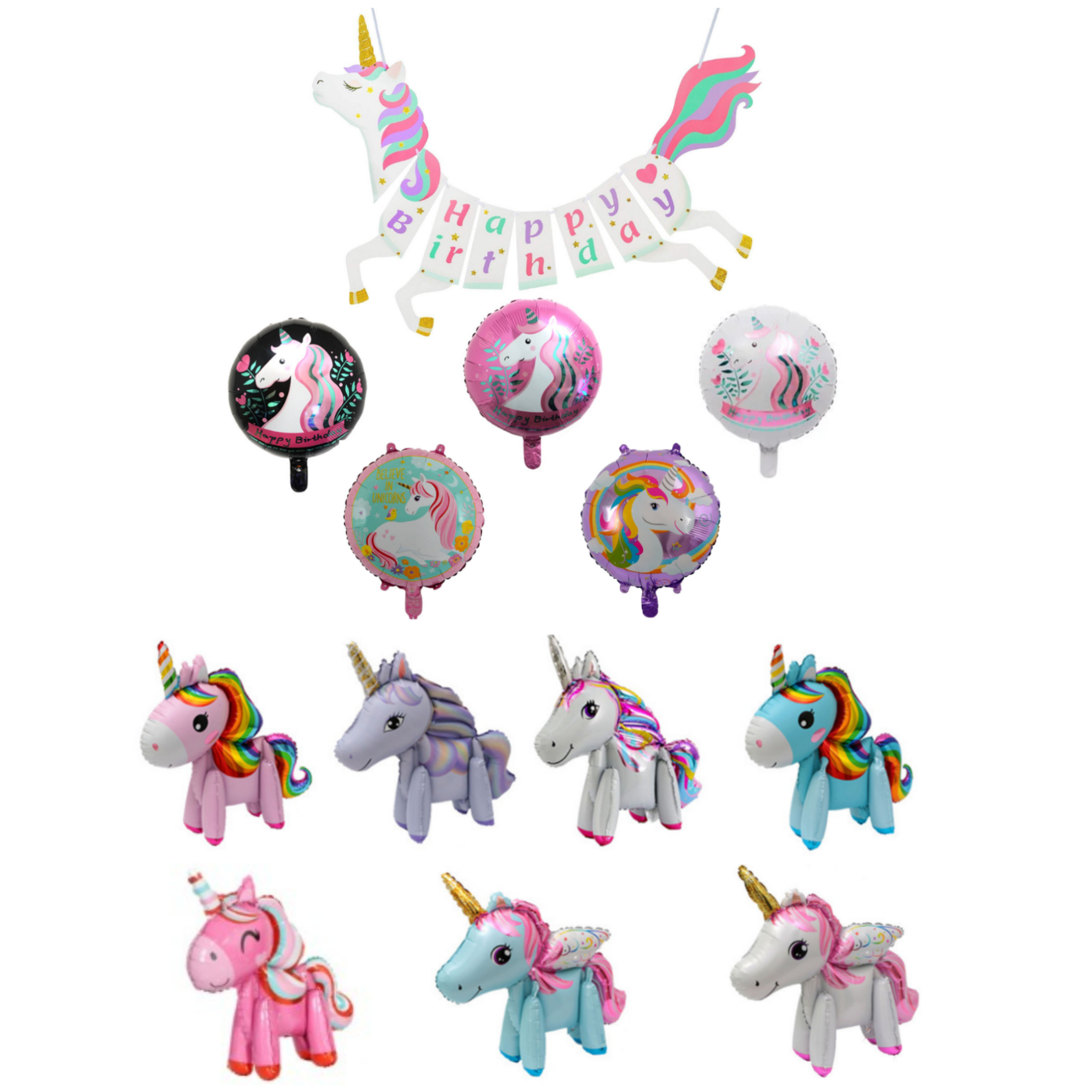 Unicorn Balloon & Banner Mega Set – Jumbo Party Decor (13-Piece Set)